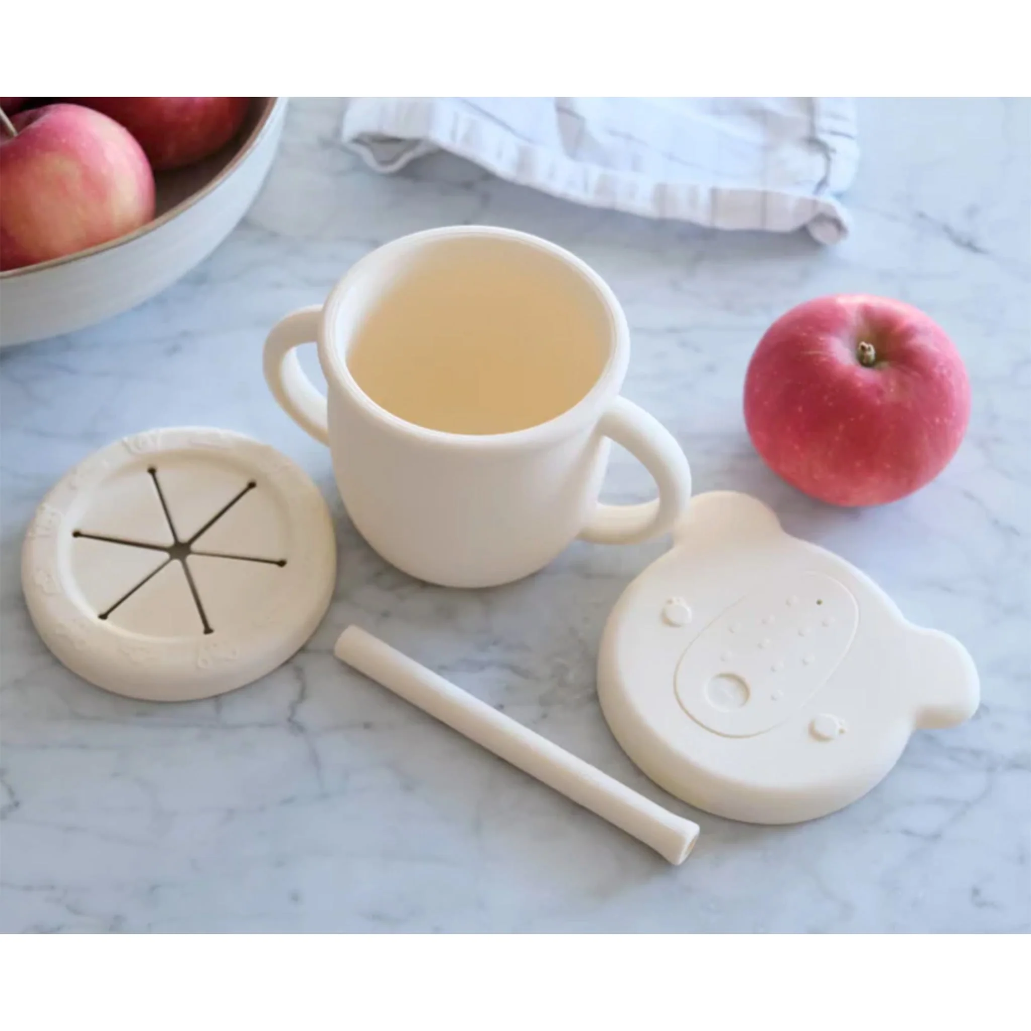 Tasse d'apprentissage 2-en-1 pour collation et liquide - Crème - Image 7