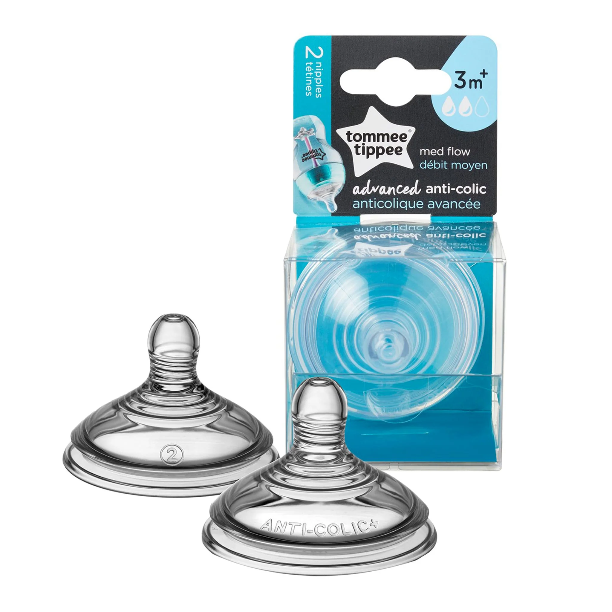 Tétines (2) Anti-colique Avancée Débit Moyen 3mois+
