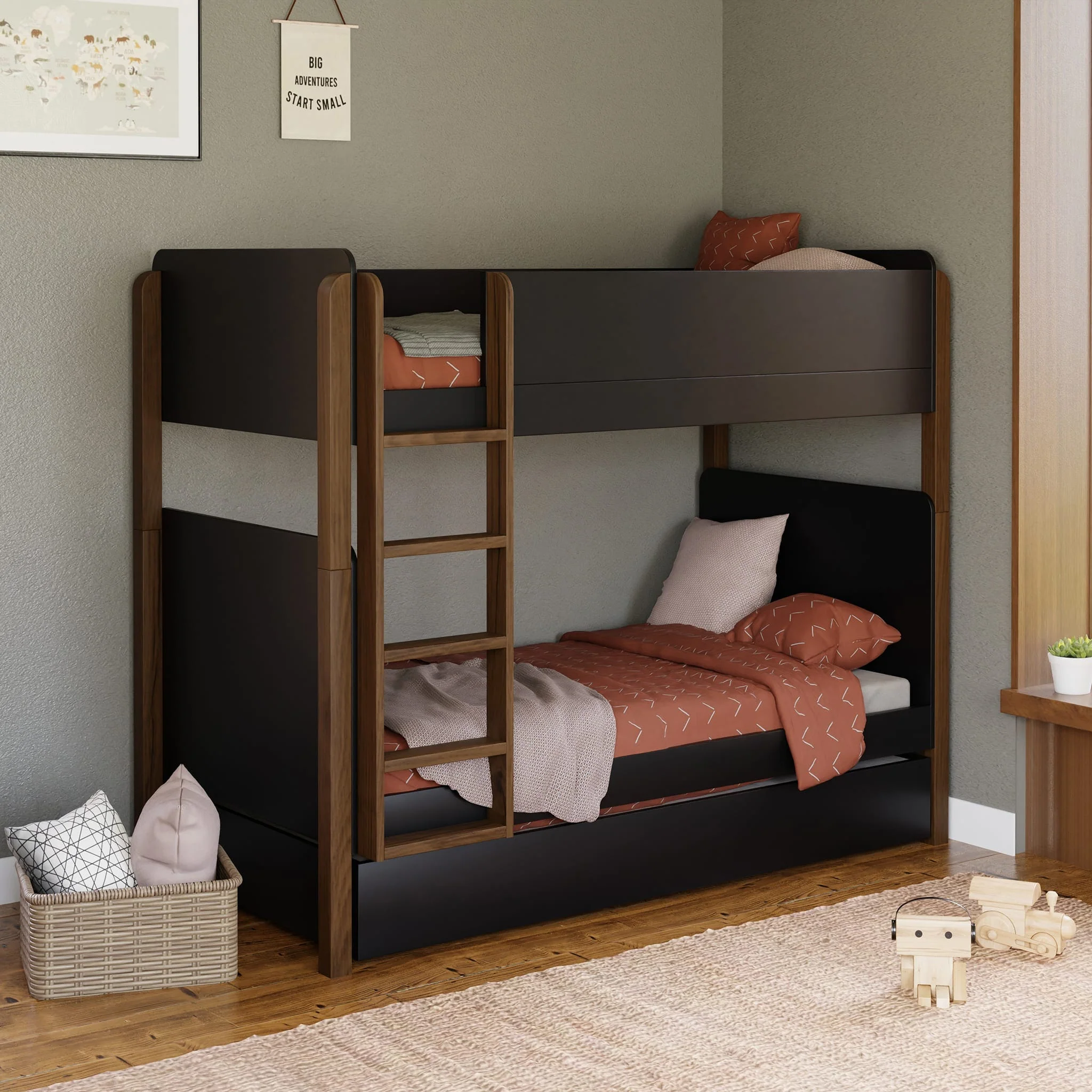 Tiroir de Rangement pour Lit Gigogne Simple Universel - Noir - Image 10